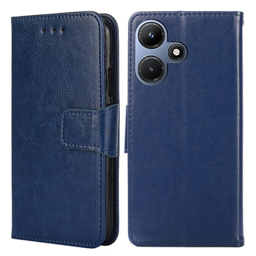 For Infinix Hot 30i Textured PU Leather Wallet Stand Case Anti-Scratch Phone Cover - Sapphire - 1