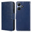 For Infinix Hot 30i Textured PU Leather Wallet Stand Case Anti-Scratch Phone Cover - Sapphire - 1