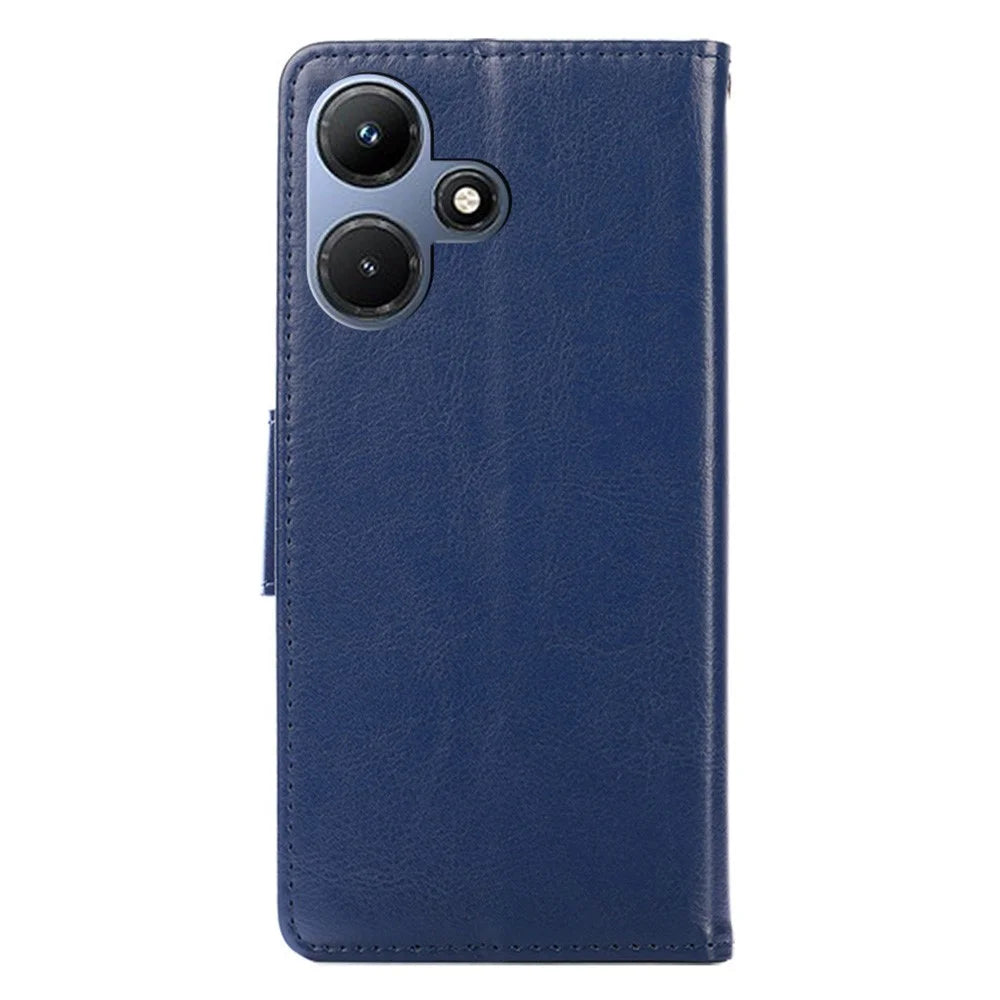 For Infinix Hot 30i Textured PU Leather Wallet Stand Case Anti-Scratch Phone Cover - Sapphire - 7
