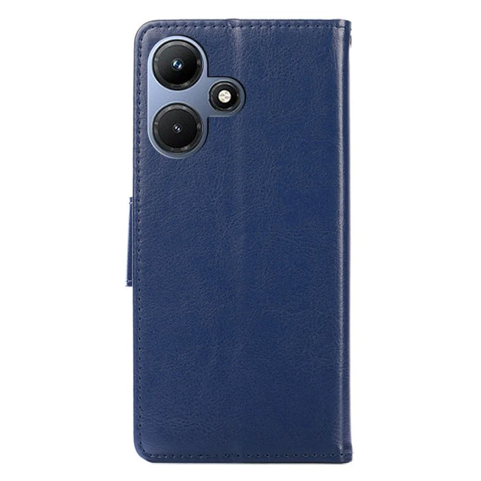 For Infinix Hot 30i Textured PU Leather Wallet Stand Case Anti-Scratch Phone Cover - Sapphire - 7