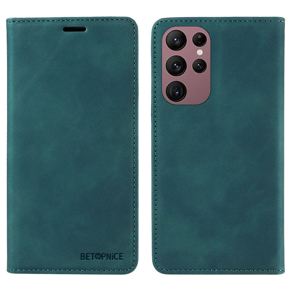 BETOPNICE 003 For Samsung Galaxy S23 Ultra RFID Blocking Phone Wallet Leather Stand Shockproof Case - Green - 1