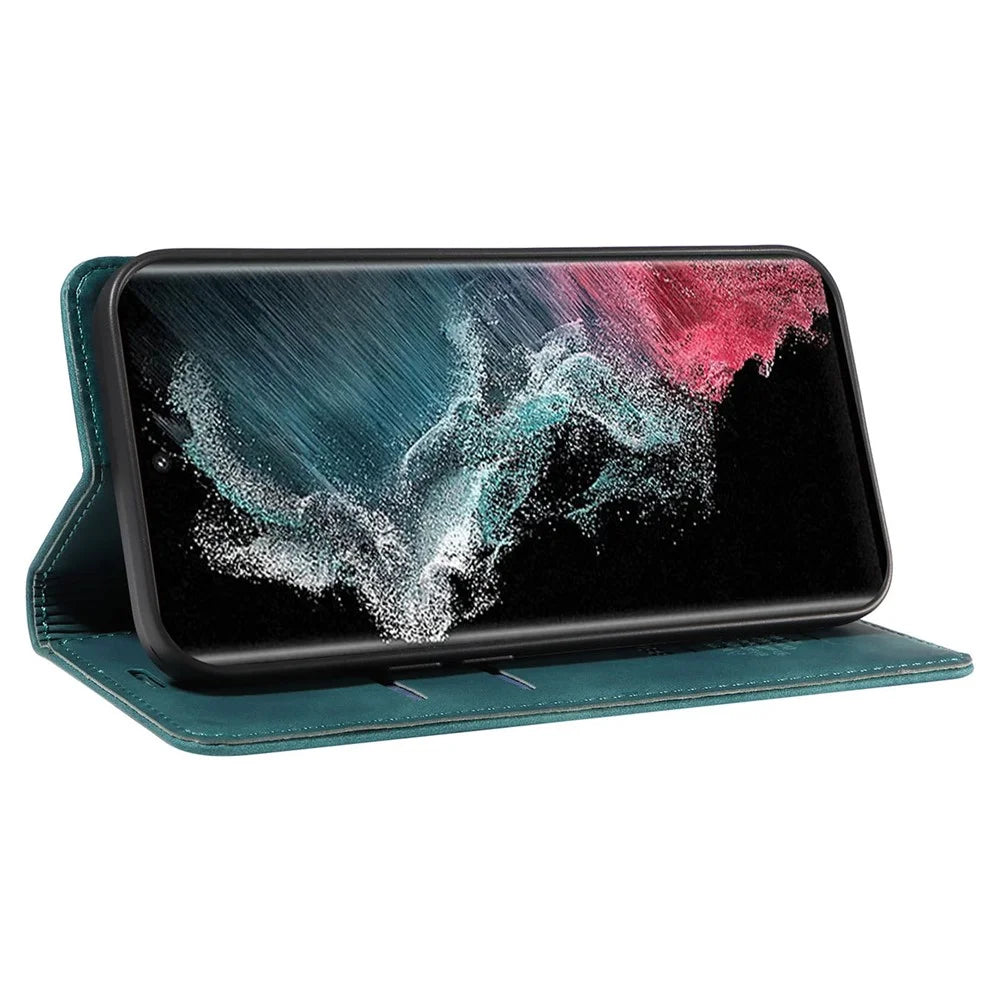 BETOPNICE 003 For Samsung Galaxy S23 Ultra RFID Blocking Phone Wallet Leather Stand Shockproof Case - Green - 3