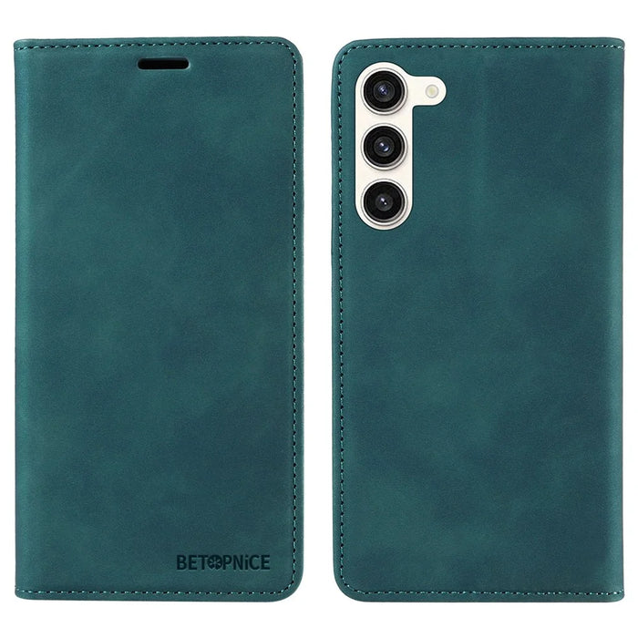 BETOPNICE 003 Phone Cover for Samsung Galaxy S23 RFID Blocking Wallet Leather Stand Shockproof Case - Green - 1