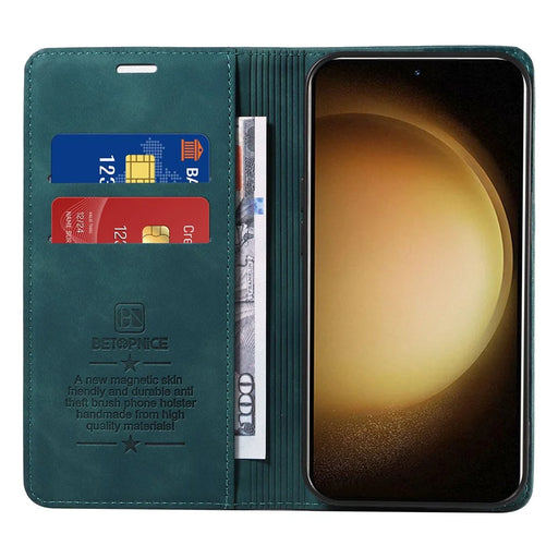 BETOPNICE 003 Phone Cover for Samsung Galaxy S23 RFID Blocking Wallet Leather Stand Shockproof Case - Green - 2