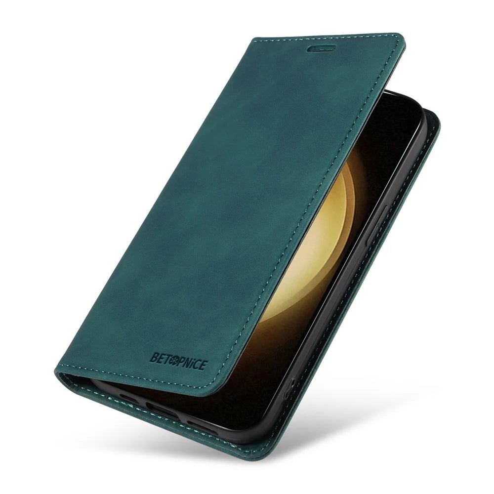 BETOPNICE 003 Phone Cover for Samsung Galaxy S23 RFID Blocking Wallet Leather Stand Shockproof Case - Green - 7