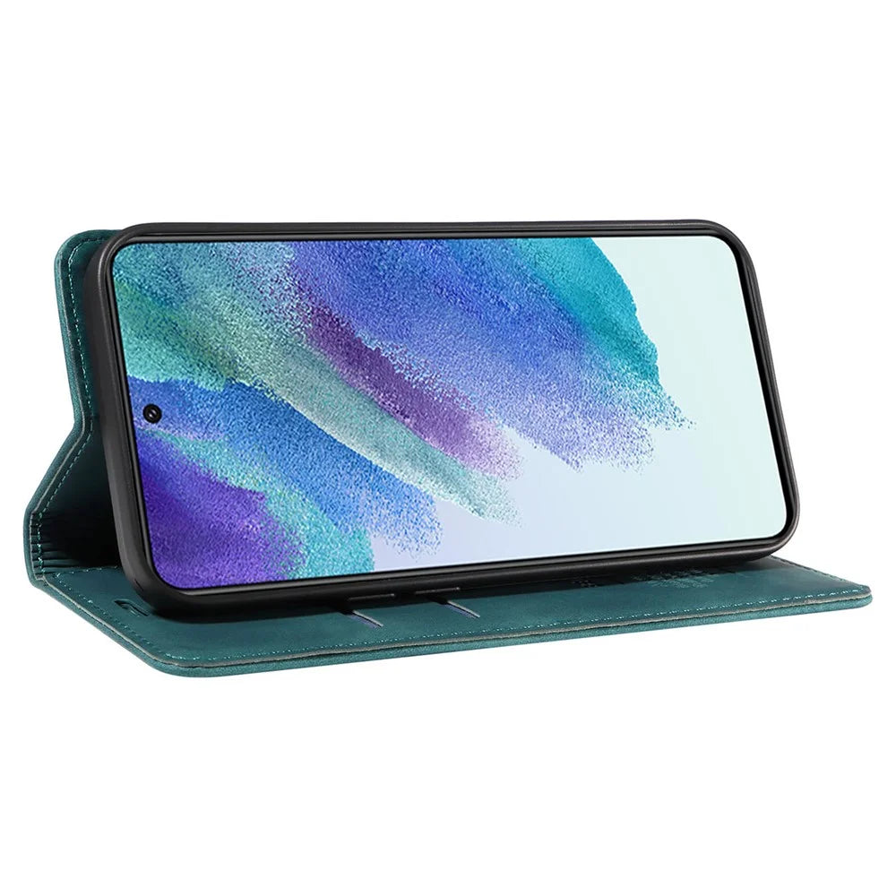 BETOPNICE 003 Anti-scratch Cover for Samsung Galaxy S22 5G RFID Blocking Phone Wallet Leather Stand Case - Green - 3