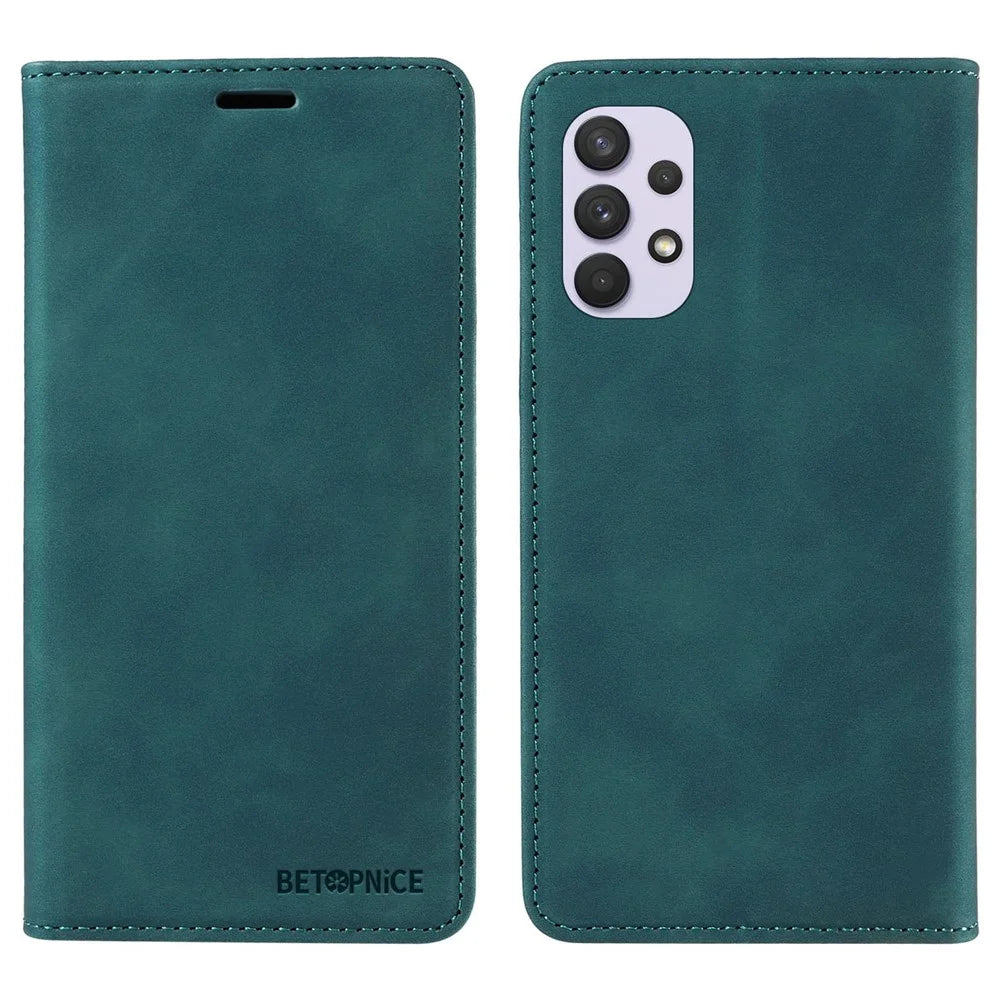 BETOPNICE 003 Wallet Cover for Samsung Galaxy A32 5G / M32 5G RFID Blocking Phone Leather Stand Case - Green - 1
