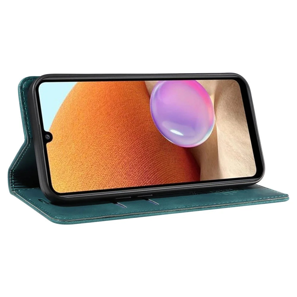 BETOPNICE 003 Phone Cover for Samsung Galaxy A32 4G (EU Version) RFID Blocking Wallet Leather Stand Case - Green - 3