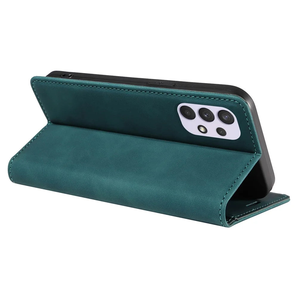 BETOPNICE 003 Phone Cover for Samsung Galaxy A32 4G (EU Version) RFID Blocking Wallet Leather Stand Case - Green - 4