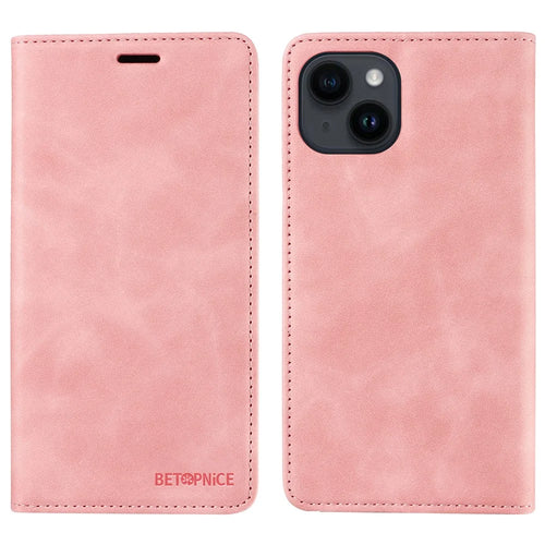 BETOPNICE 003 For iPhone 13 mini 5.4 inch Cell Phone Cover RFID Blocking Wallet Leather Stand Case - Pink - 1