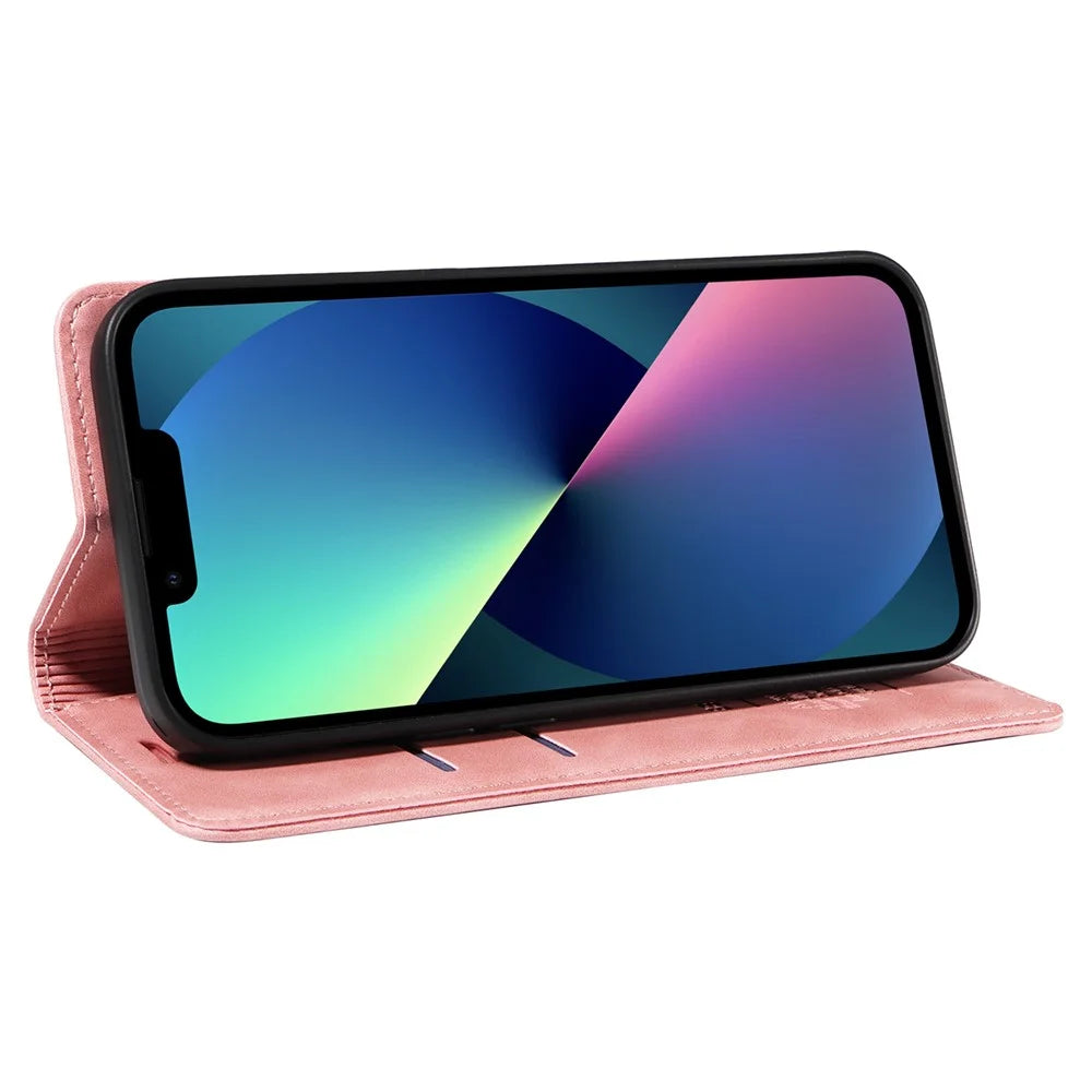 BETOPNICE 003 For iPhone 13 mini 5.4 inch Cell Phone Cover RFID Blocking Wallet Leather Stand Case - Pink - 3