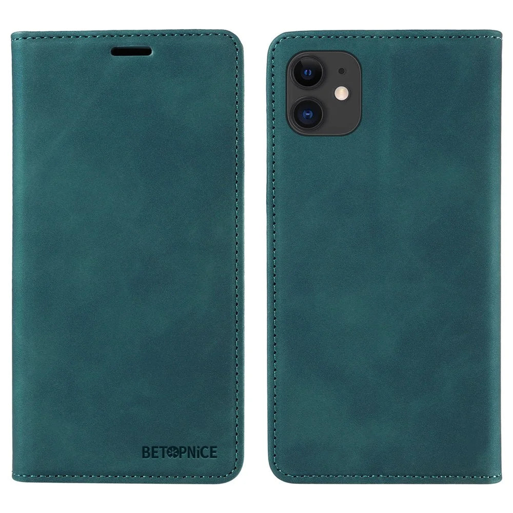 BETOPNICE 003 For iPhone 12 / 12 Pro 6.1 inch Cell Phone Cover Wallet Leather Stand RFID Blocking Case - Green - 1