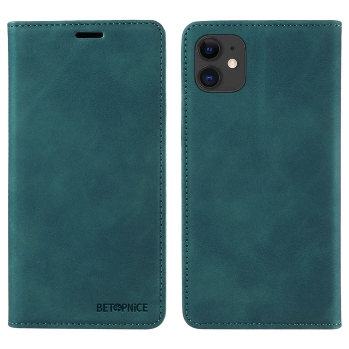 BETOPNICE 003 For iPhone 12 / 12 Pro 6.1 inch Cell Phone Cover Wallet Leather Stand RFID Blocking Case - Green - 1