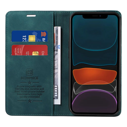 BETOPNICE 003 For iPhone 12 / 12 Pro 6.1 inch Cell Phone Cover Wallet Leather Stand RFID Blocking Case - Green - 2