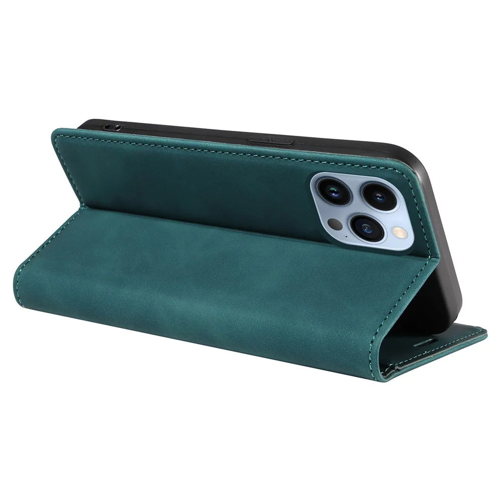 BETOPNICE 003 For iPhone 12 Pro Max 6.7 inch Anti-scratch Phone Cover Wallet Leather Stand RFID Blocking Case - Green - 4