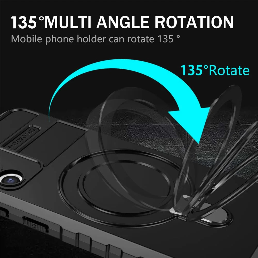 For Samsung Galaxy S21+ 5G Magnetic Metal Ring Cell Phone Case PC+TPU Phone Shell Kickstand Cover - Black - 7