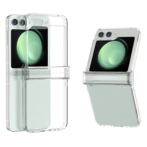 For Samsung Galaxy Z Flip5 5G Crystal Clear Case Hinge Protection Hard PC Shockproof Phone Cover - 1