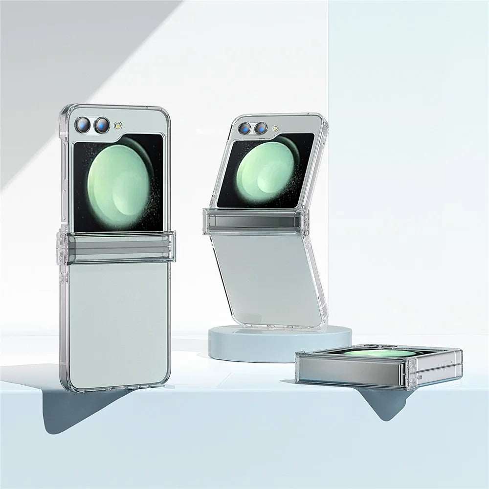 For Samsung Galaxy Z Flip5 5G Crystal Clear Case Hinge Protection Hard PC Shockproof Phone Cover - 2
