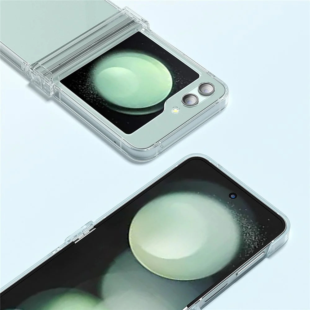For Samsung Galaxy Z Flip5 5G Crystal Clear Case Hinge Protection Hard PC Shockproof Phone Cover - 3