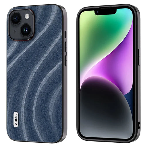 ABEEL Milky Way Series for iPhone 14 Phone Case PU Leather Coated PC+TPU Protective Cover - Blue - 1