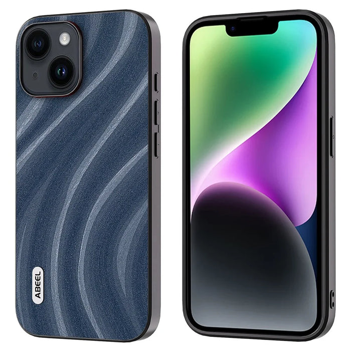 ABEEL Milky Way Series for iPhone 14 Phone Case PU Leather Coated PC+TPU Protective Cover - Blue - 1