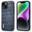 ABEEL For iPhone 14 Crocodile Texture Phone Case Cowhide Leather + TPU + PC Hybrid Cover - Blue - 1
