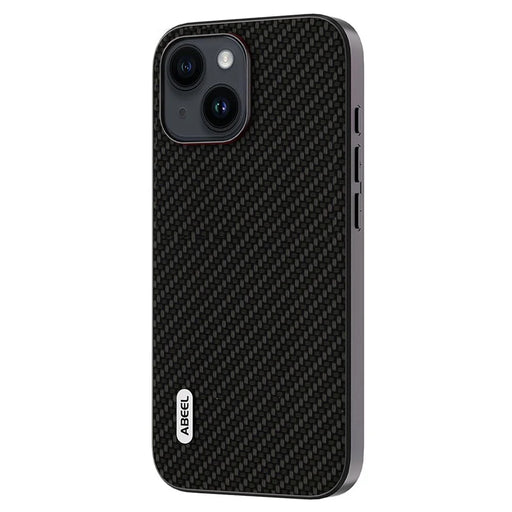 ABEEL For iPhone 14 Plus Carbon Fiber Texture Phone Back Case PU Leather Coated PC+TPU Cover - Black - 2