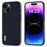 ABEEL For iPhone 15 Plus Cross Texture Phone Case Cowhide Leather Coated TPU + PC Back Cover - Blue - 1
