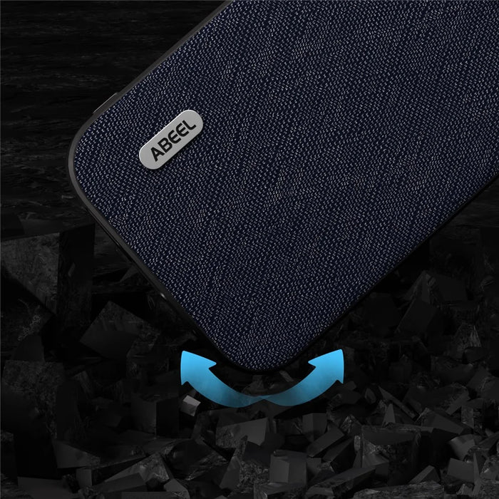 ABEEL For iPhone 15 Anti-Scratch Phone Case Cowhide Leather + PC + TPU Cross Texture Phone Cover - Blue - 4