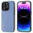 ABEEL For iPhone 14 Pro Max Shockproof PU Leather+PC+TPU Phone Case Glitter Rhinestone Texture Protective Cover - Blue - 1