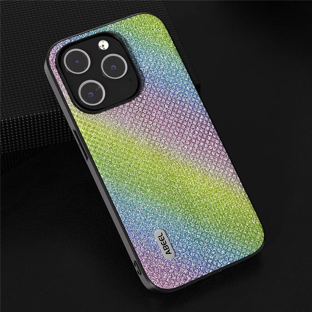 ABEEL For iPhone 14 Pro Rhinestone Texture Phone Case PU Leather+PC+TPU Anti-Scratch Cover - Multi-color - 4
