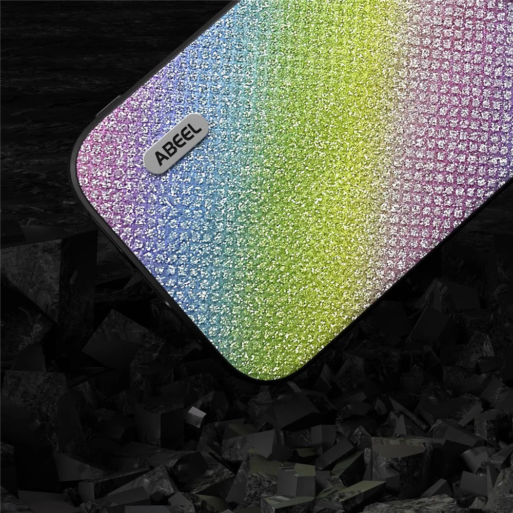 ABEEL For iPhone 14 Pro Rhinestone Texture Phone Case PU Leather+PC+TPU Anti-Scratch Cover - Multi-color - 5