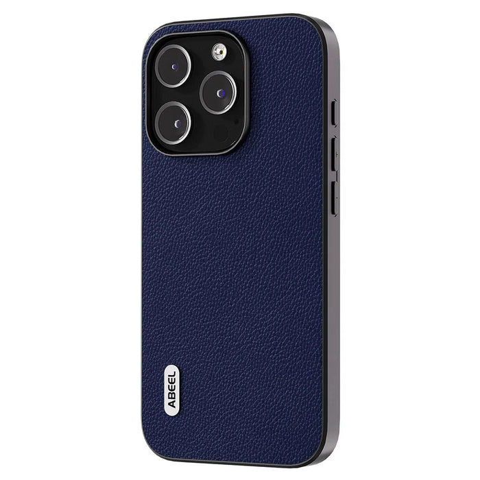 ABEEL For iPhone 14 Pro Max Phone Case Cowhide Leather + PC + TPU Litchi Texture Anti-Drop Cover - Blue - 2