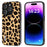 ABEEL For iPhone 14 Pro Shockproof Phone Cover PU Leather Coated TPU + PC Leopard Texture Case - Champagne Gold - 1
