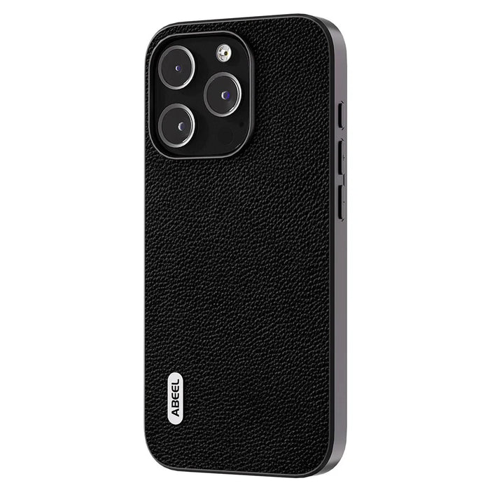 ABEEL For iPhone 14 Pro Protective Shell Litchi Texture Cowhide Leather + PC + TPU Phone Case - Black - 2