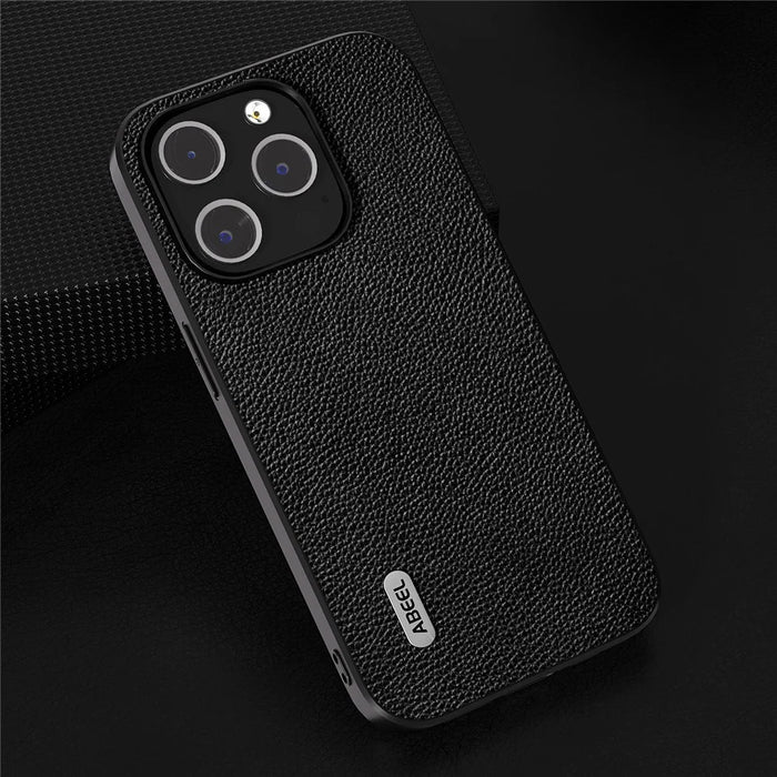 ABEEL For iPhone 14 Pro Protective Shell Litchi Texture Cowhide Leather + PC + TPU Phone Case - Black - 4