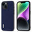 ABEEL For iPhone 14 Plus Litchi Texture Back Cover Cowhide Leather + PC + TPU Shell Phone Case - Blue - 1