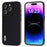 ABEEL For iPhone 14 Pro Smooth Silky Feeling Phone Case Cowhide Leather Coated PC+TPU Back Cover - Black - 1