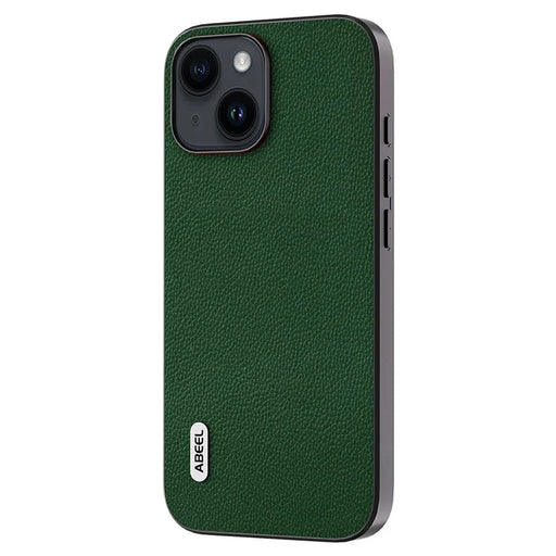 ABEEL For iPhone 14 Litchi Texture Case Anti-Drop Cowhide Leather + PC + TPU Phone Cover - Green - 2