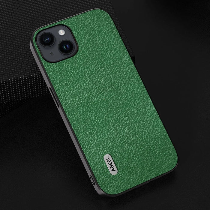 ABEEL For iPhone 14 Litchi Texture Case Anti-Drop Cowhide Leather + PC + TPU Phone Cover - Green - 4