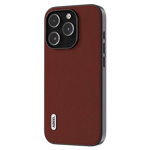 ABEEL For iPhone 13 Pro Max Back Cover Silky Feeling Cowhide Leather Coated PC+TPU Phone Case - Coffee - 2