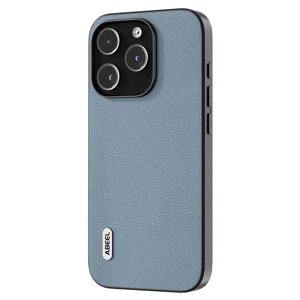 ABEEL For iPhone 13 Pro Litchi Texture Ultra Thin Case Cowhide Leather Coated PC + TPU Protective Phone Cover - Baby Blue - 2
