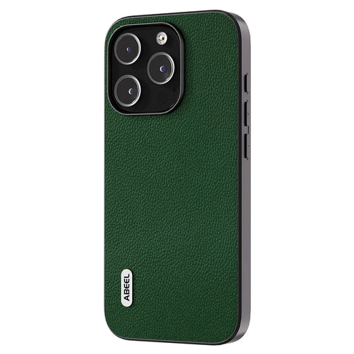 ABEEL For iPhone 13 Pro Max Litchi Texture Back Cover Cowhide Leather Coated PC + TPU Phone Case - Green - 2