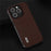 ABEEL For iPhone 13 Pro Max Protective Shell Cowhide Leather Coated PC+TPU Luxury Textured Phone Case - Coffee - 4