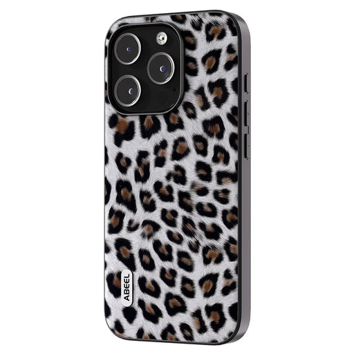 ABEEL For iPhone 13 Pro Leopard Texture Slim Case PU Leather + TPU + PC Phone Cover - Silver - 2