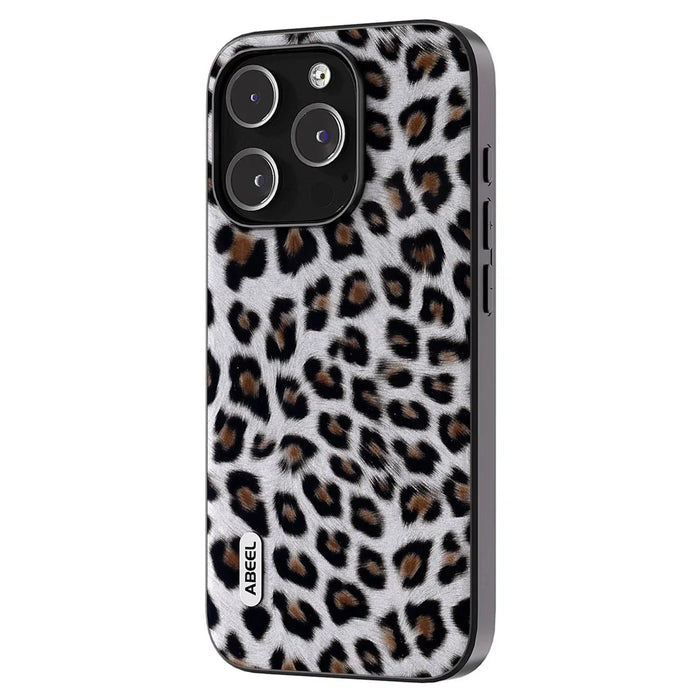 ABEEL For iPhone 13 Pro Leopard Texture Slim Case PU Leather + TPU + PC Phone Cover - Silver - 2