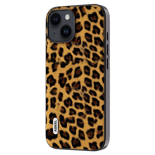 ABEEL For iPhone 13 Leopard Texture Protective Shell PU Leather + TPU + PC Phone Back Cover - Gold - 2