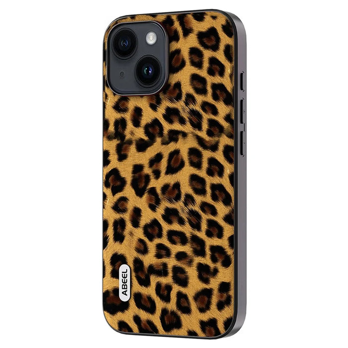 ABEEL For iPhone 13 Leopard Texture Protective Shell PU Leather + TPU + PC Phone Back Cover - Gold - 2