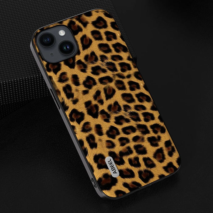 ABEEL For iPhone 13 Leopard Texture Protective Shell PU Leather + TPU + PC Phone Back Cover - Gold - 4