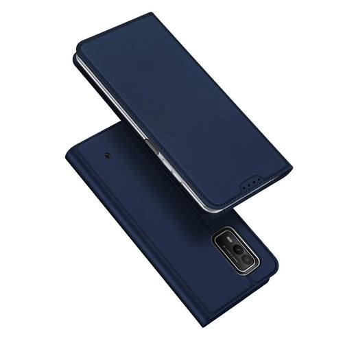 DUX DUCIS Skin Pro Series for Nokia XR21 Phone Case PU Leather Flip Stand Cover with Card Slot - Blue - 1